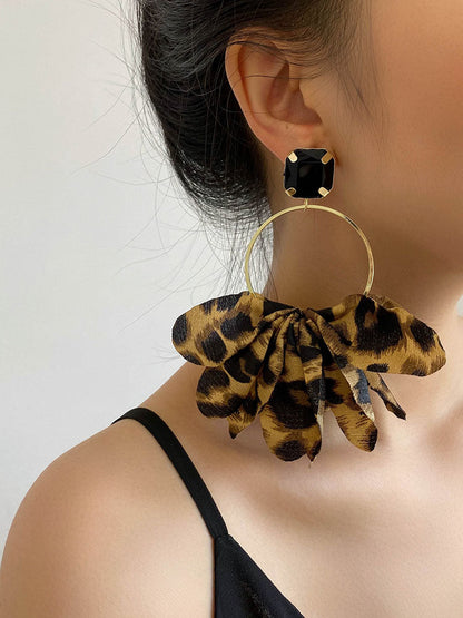 Women's Leopard Rhinestone Decor Drop Earrings