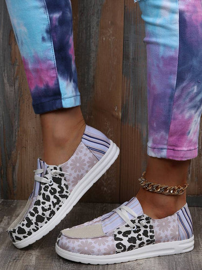 Leopard Lace Up Sneakers