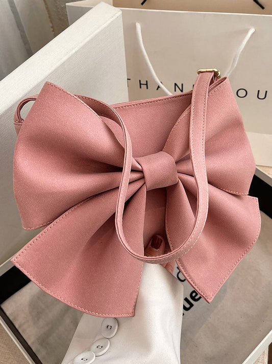 Women's Bow Decor Zipper Square Bag