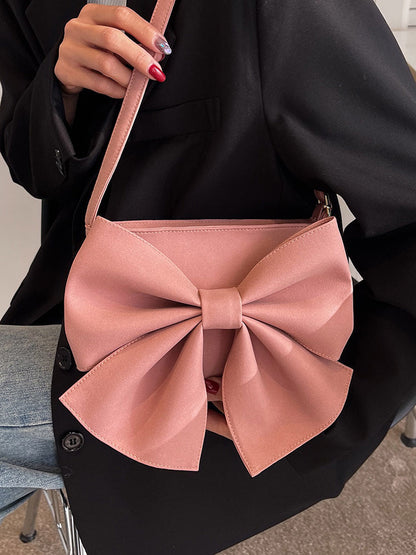 Women's Bow Decor Zipper Square Bag