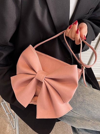 Women's Bow Decor Zipper Square Bag