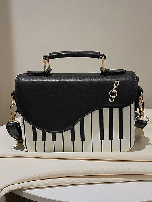 Women's Piano Print Music Embroidered Bag