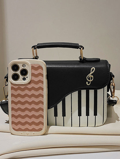 Women's Piano Print Music Embroidered Bag