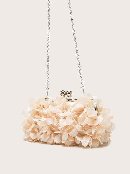 Women's Floral Decor Kiss Lock Clutch