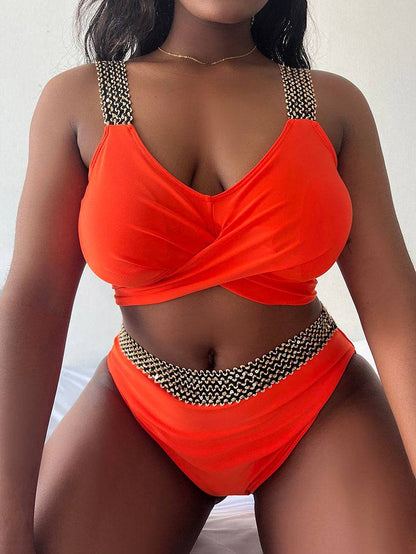 Wrap Cross Tie Back Bikini Swimsuit