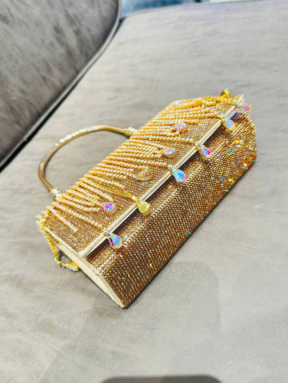 Women's Rhinestone Fringe Clutch