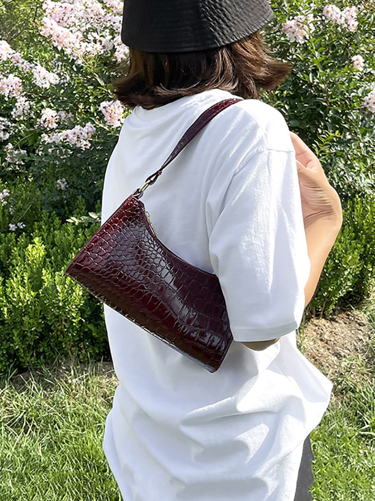 Women's Retro Leather Solid Color Shoulder Bag