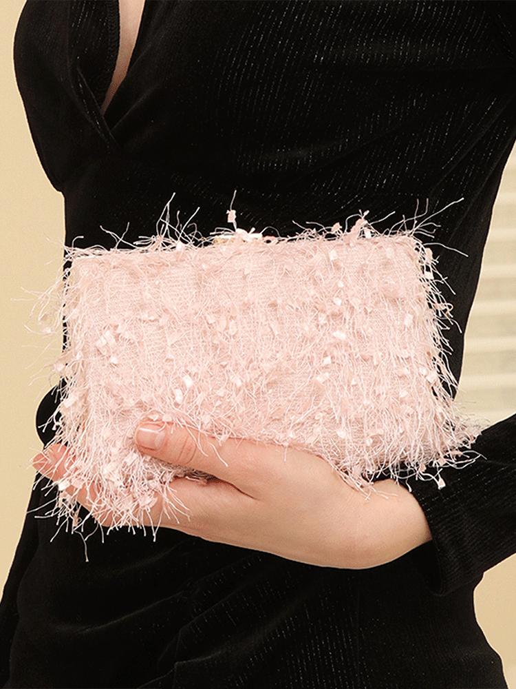 Women's Elegant Feather Tassel Clutch