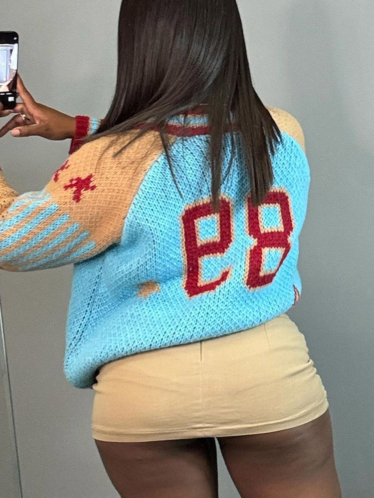 Knit Letter Varsity Cardigan