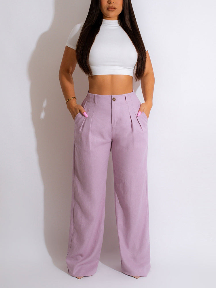 High Waist Pockets Pants