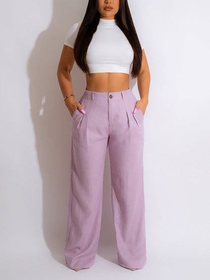 High Waist Pockets Pants