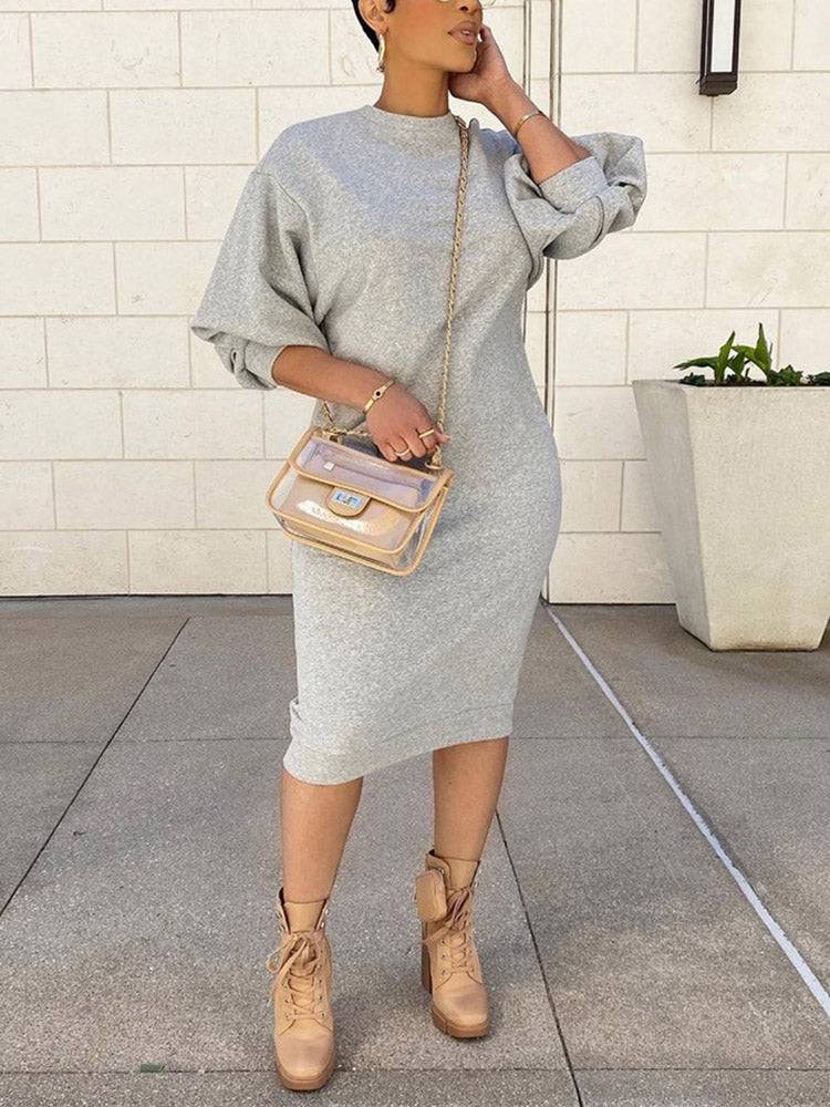 Three-Quarter Sleeve Midi Dress