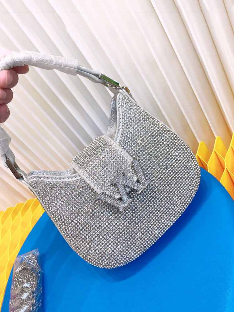 Women's Rhinestone Saddle Shoulder Bag