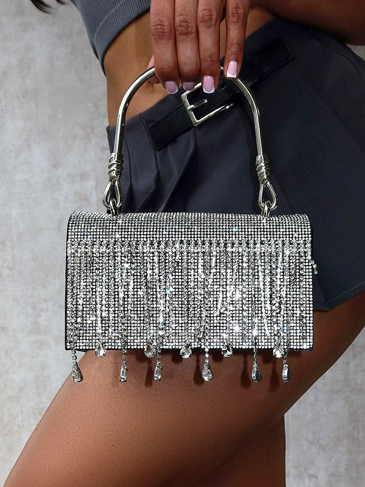 Women's Rhinestone Fringe Clutch