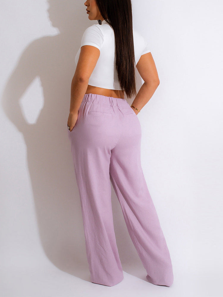 High Waist Pockets Pants