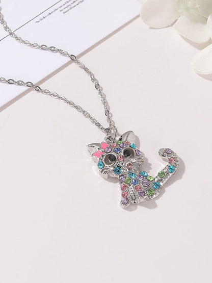 Women's Crystal Rainbow Cat Jewelry Set