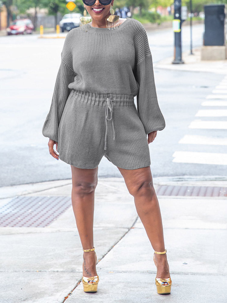 Knitted Drawstring Jumpsuit