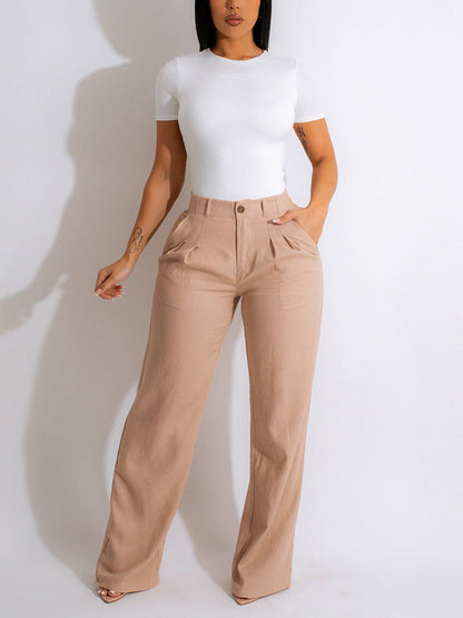 High Waist Pockets Pants