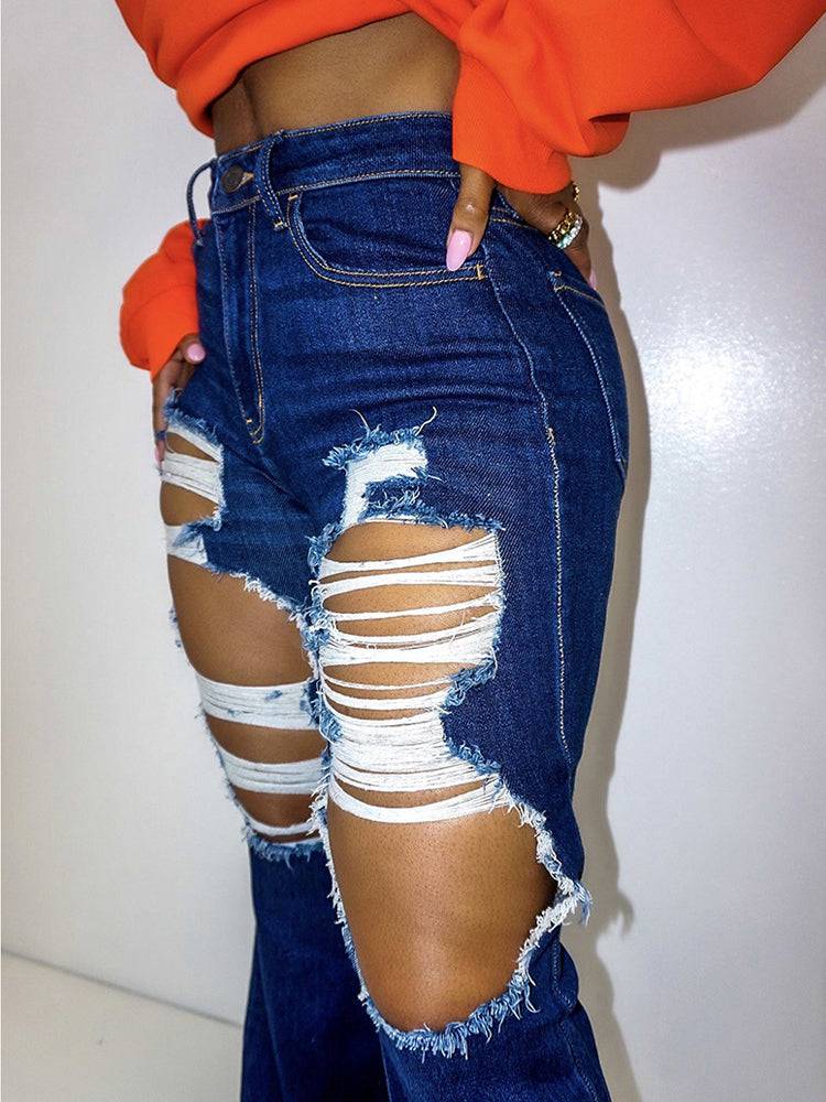 Ripped Hole Stretchy Jeans