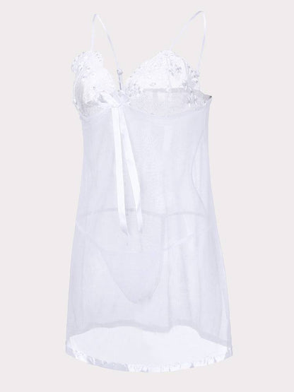 Sheer Mesh Bowknot Babydoll Set