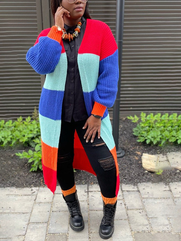 Color Block Knit Cardigan