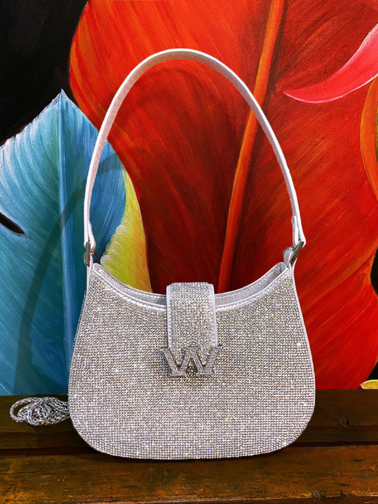 Women's Rhinestone Saddle Shoulder Bag