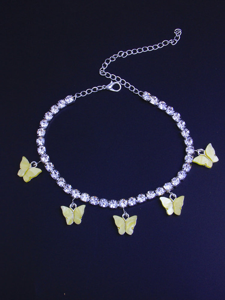 Women's Butterfly Rhinestone Anklet