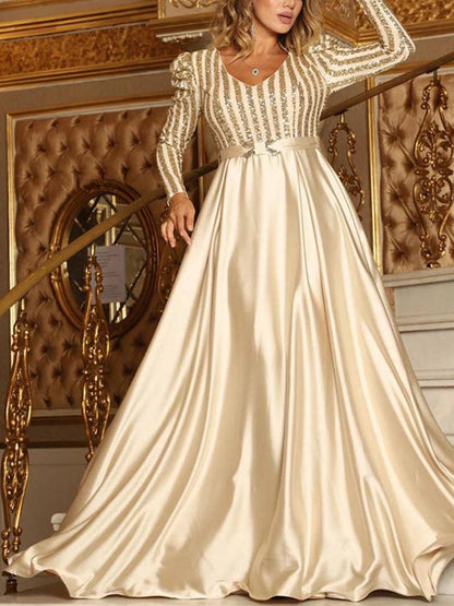 Women's Elegant Sequined Satin Dress