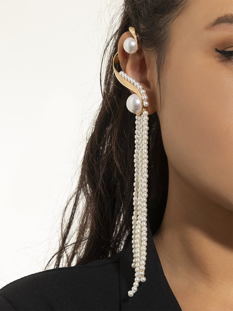 Women's Pearl Tassel Single Earrings