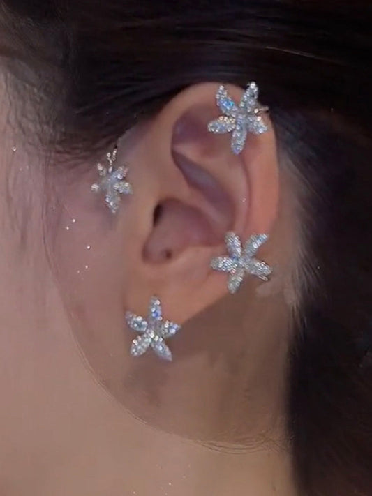 Women's Sparkling Ear Cuff Stud Earrings