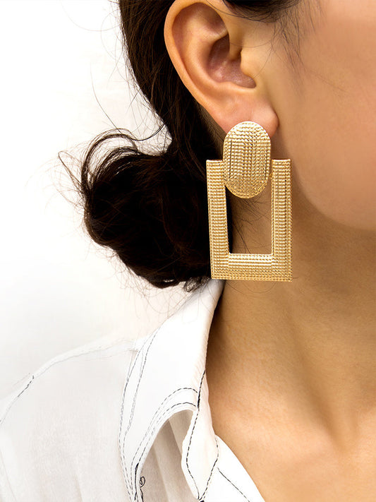 Women's Square Dangling Hollow Earrings
