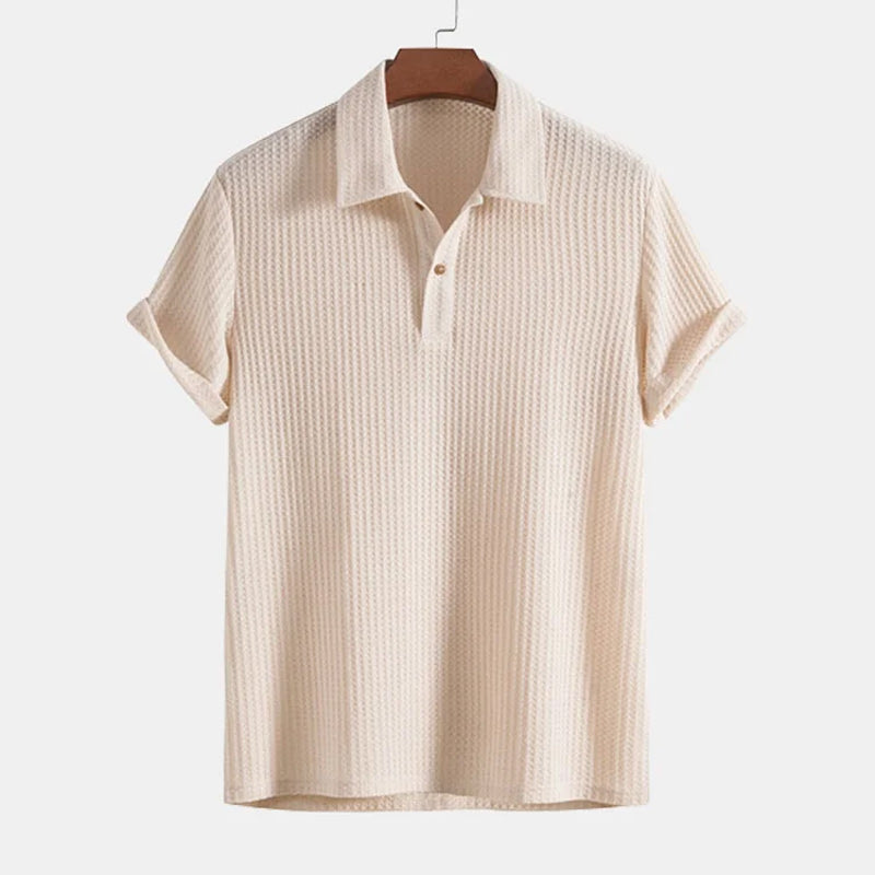 Men's Knitted Waffle Polo Shirt