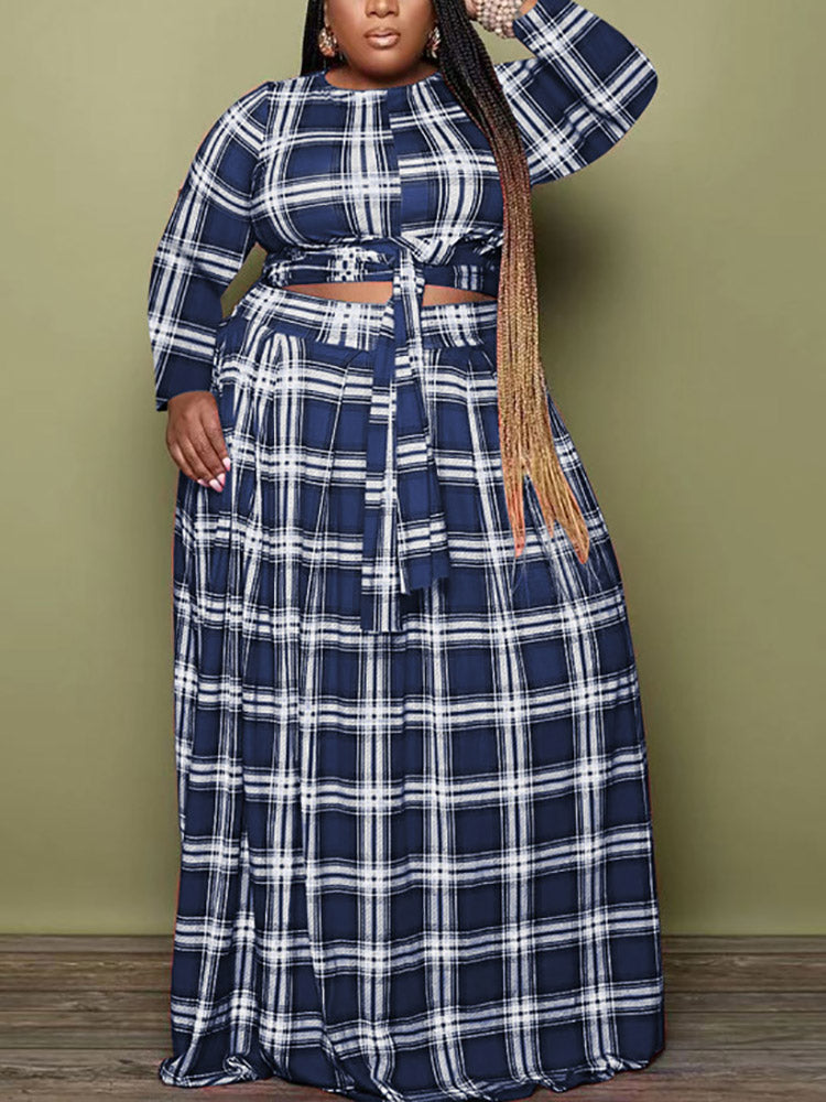 Plaid Print Skirt Set