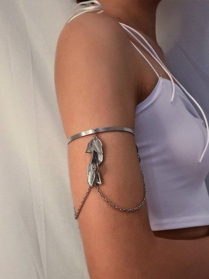 Women's U-shaped Leaf Tassel Arm Bracelet