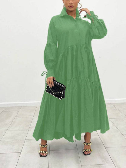 Loose Solid Long Shirt Dress