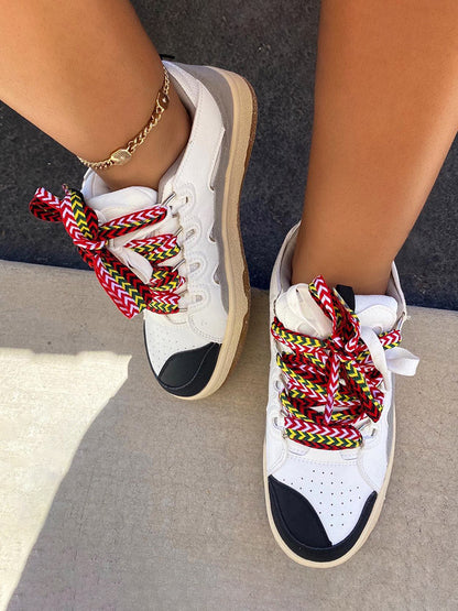 Contrast Lace-up Sneakers