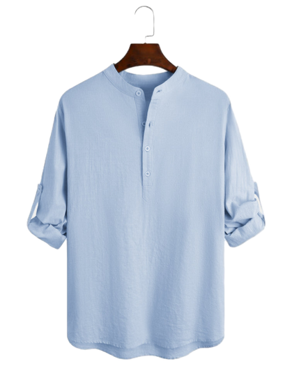 Men's Cotton Linen Casual Long Sleeve Shirt