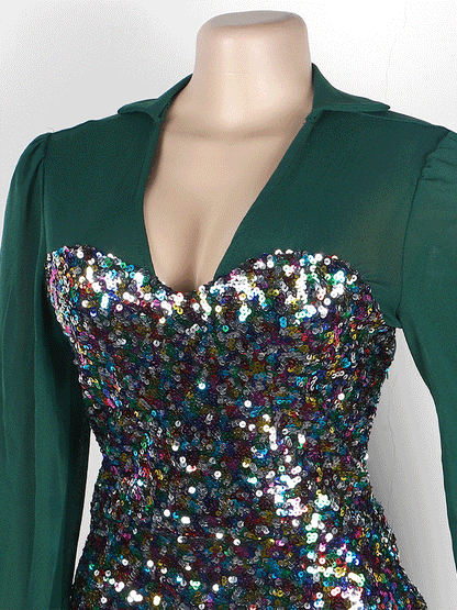 Women's Sequin Patchwork Long Sleeve Jumpsuit