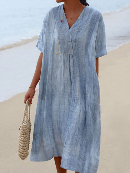 Women's Vacation Loose V Neck Dress