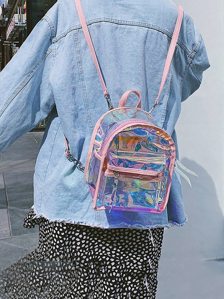 Women's Holographic Curved Top Backpack