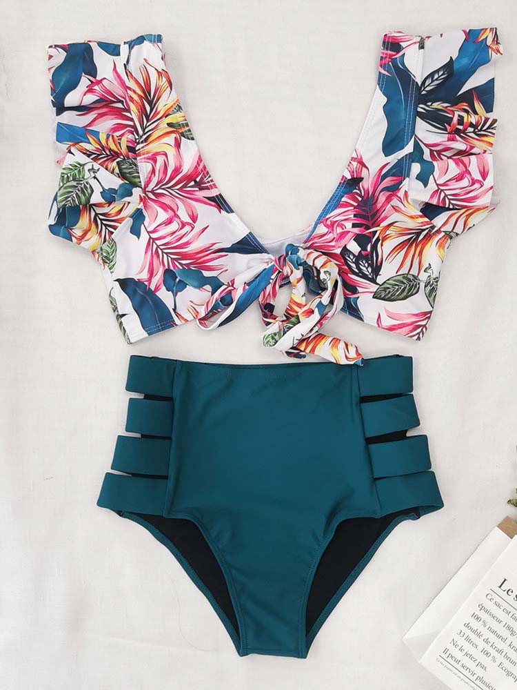 Floral Ruffle Bikini Set