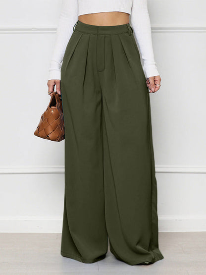 High Waist Pocket Wide Pants