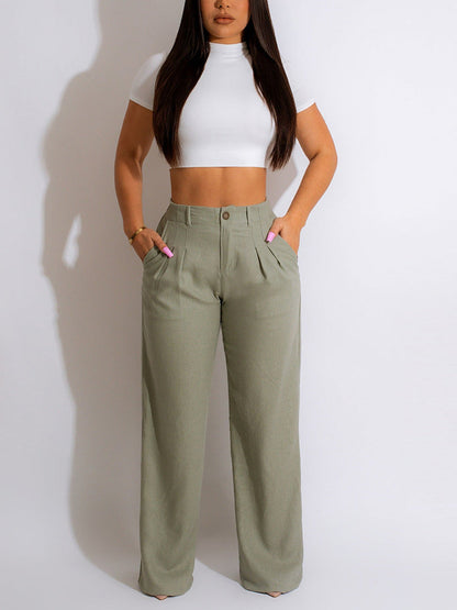 High Waist Pockets Pants