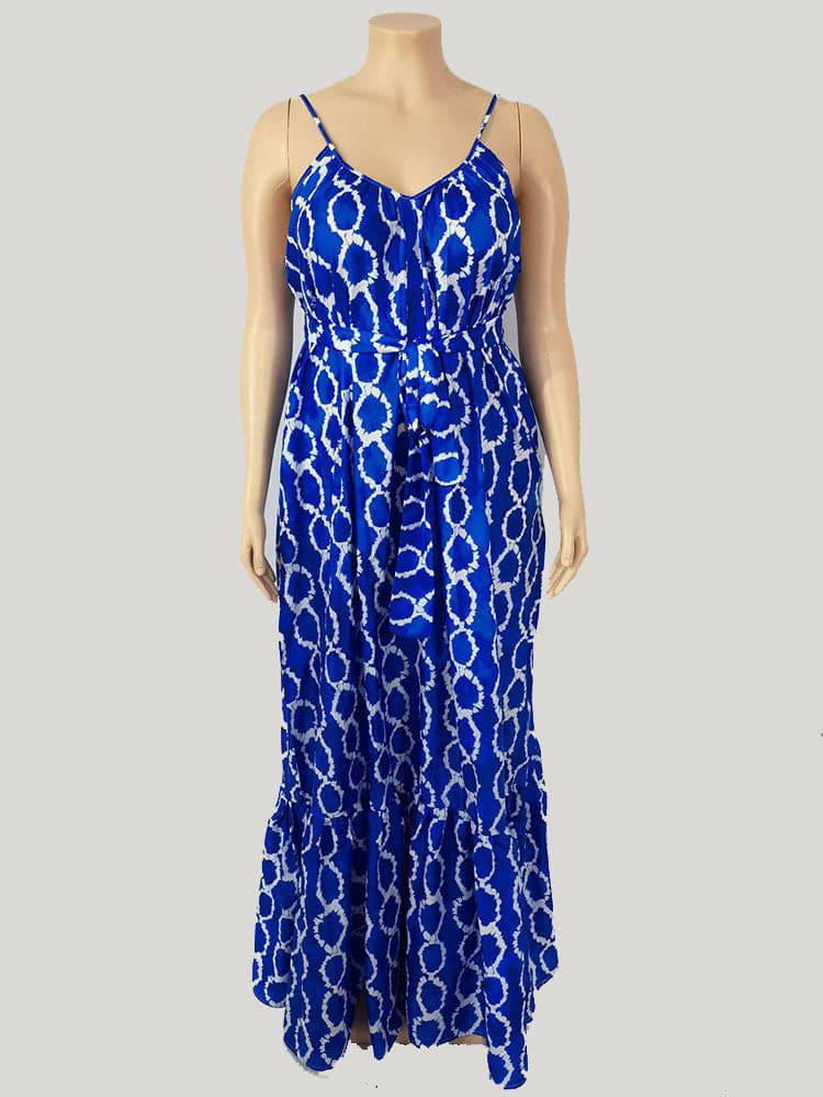 Women's Backless Print Sling Dress