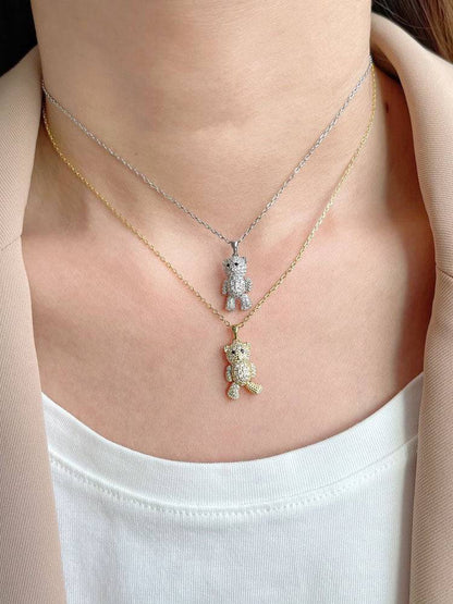 Women's Crystal Bear Necklace