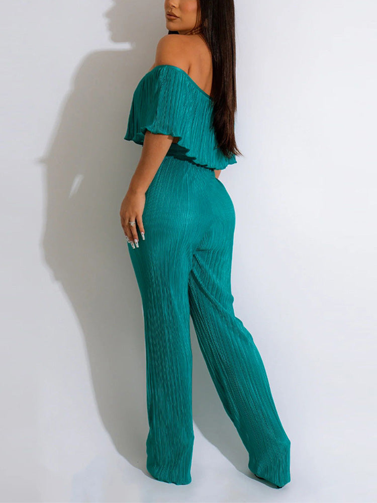 Off Shoulder Pleated 2PC Set