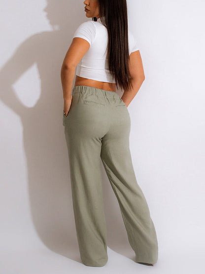 High Waist Pockets Pants