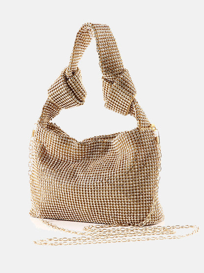 Women's Rhinestone Decor Knot Square Bag