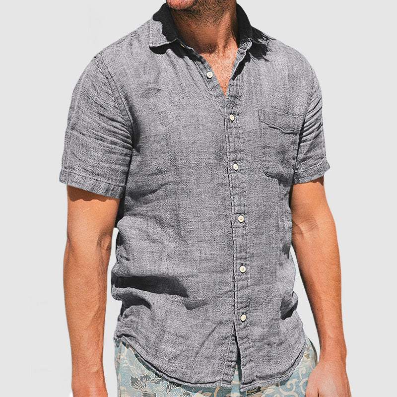 Men's Soft Two-tone Cotton Linen Shirt