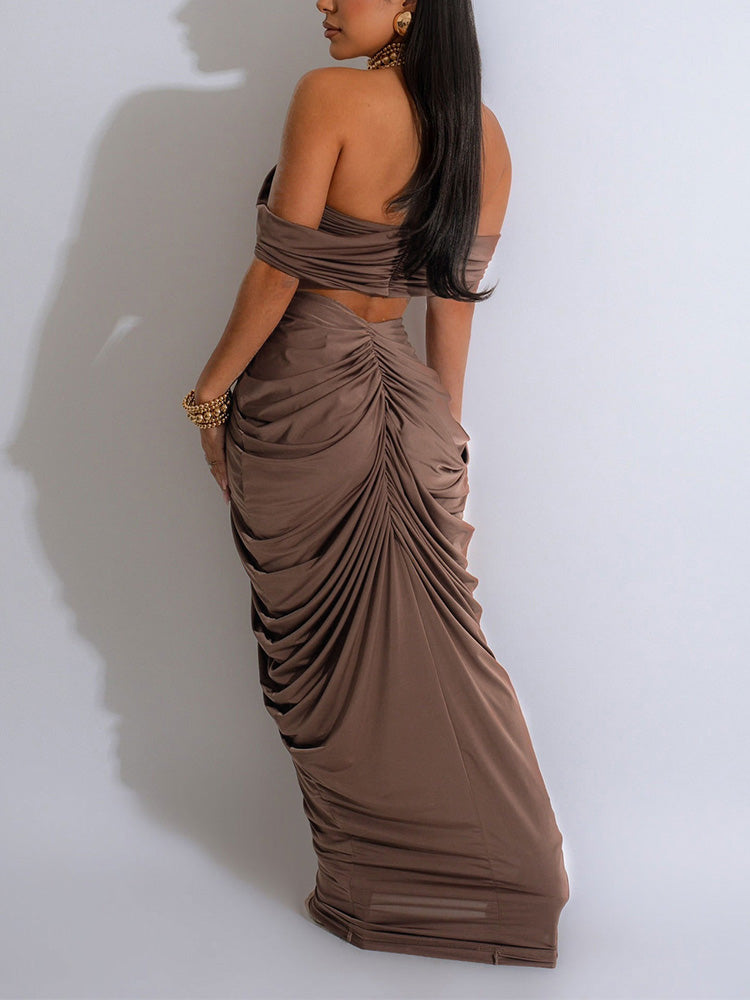 Women's Strapless Ruched Skirt Set